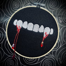 Load image into Gallery viewer, Bite Me Bejewelled Embroidered Hoop