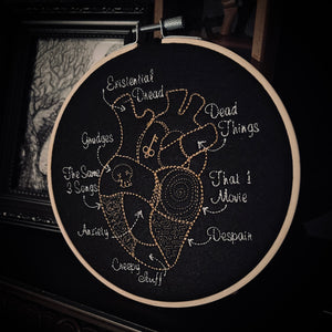 Anatomy of the Heart Embroidered Hoop