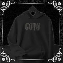 Load image into Gallery viewer, Black on Black Goth puff vinyl Hoodie