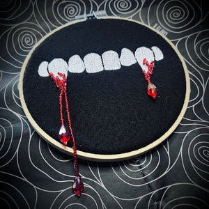 Bite Me Bejewelled Embroidered Hoop