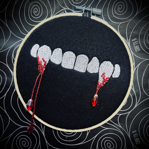 Bite Me Bejewelled Embroidered Hoop