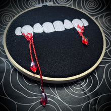 Load image into Gallery viewer, Bite Me Bejewelled Embroidered Hoop