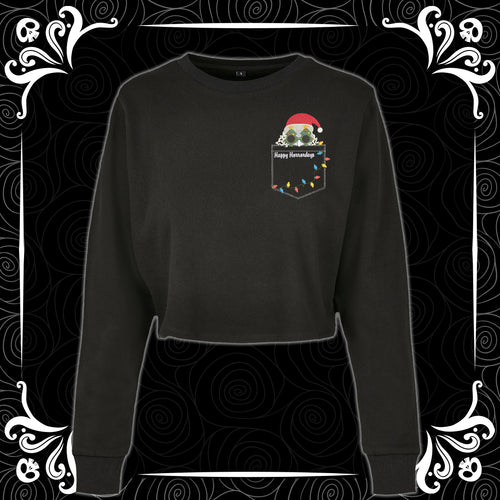 Christmas Peekaboo Art Cropped Sweatshirt