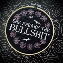 Load image into Gallery viewer, She Speaks the… - The Shadows Embroidered Hoop
