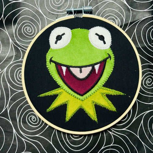 Vamp Frog Embroidered Hoop