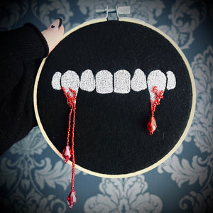 Bite Me Bejewelled Embroidered Hoop