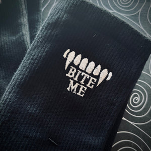Bite Me Embroidered Socks