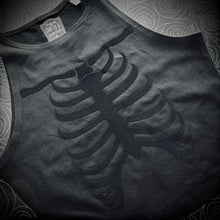 Load image into Gallery viewer, Black on Black Ribcage Puff Tank