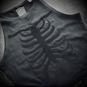 Black on Black Ribcage Puff Tank