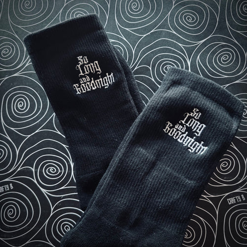 So Long Goodnight Embroidered Socks