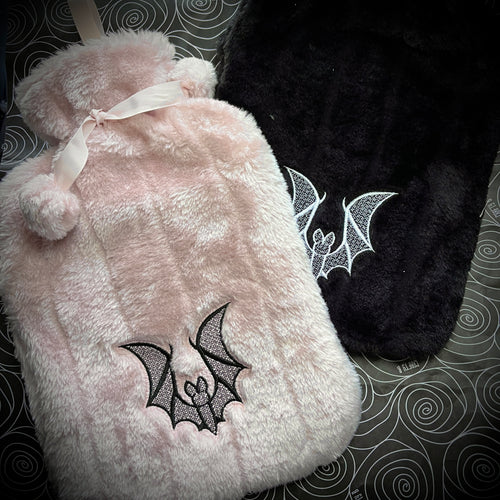 Batty Hot Water Bottle with Embroidered Cover