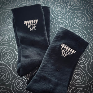 Bite Me Embroidered Socks