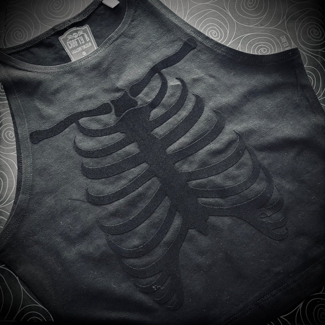 Black on Black Ribcage Racer Back Vest