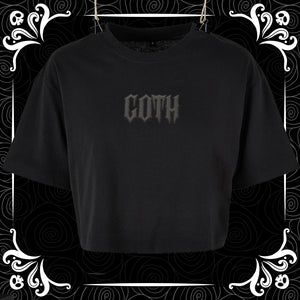 Black on Black Goth Puffed Vinyl - Cropped Tee