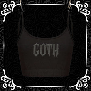 Black on Black Goth Puff Vinyl Cami Top