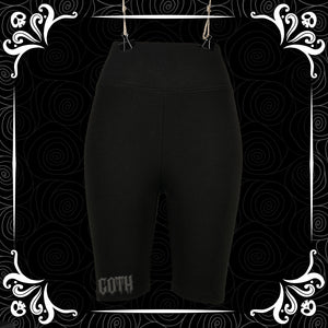 Black on Black Goth Puff Vinyl Fashion Shorts