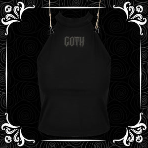 Black on Black Goth Puff Vinyl Turtle Neck Vest Top