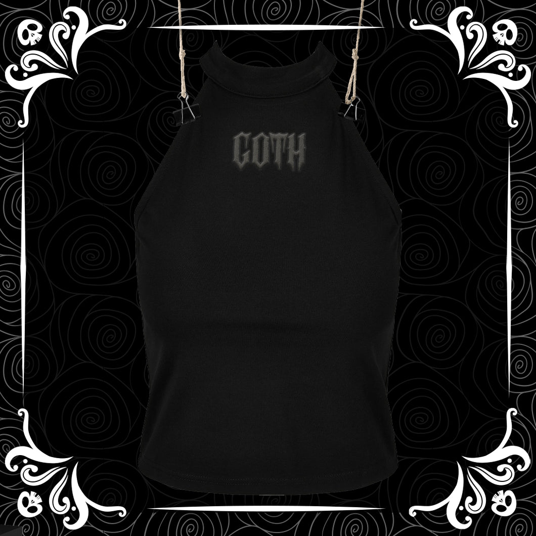 Black on Black Goth Puff Vinyl Turtle Neck Vest Top