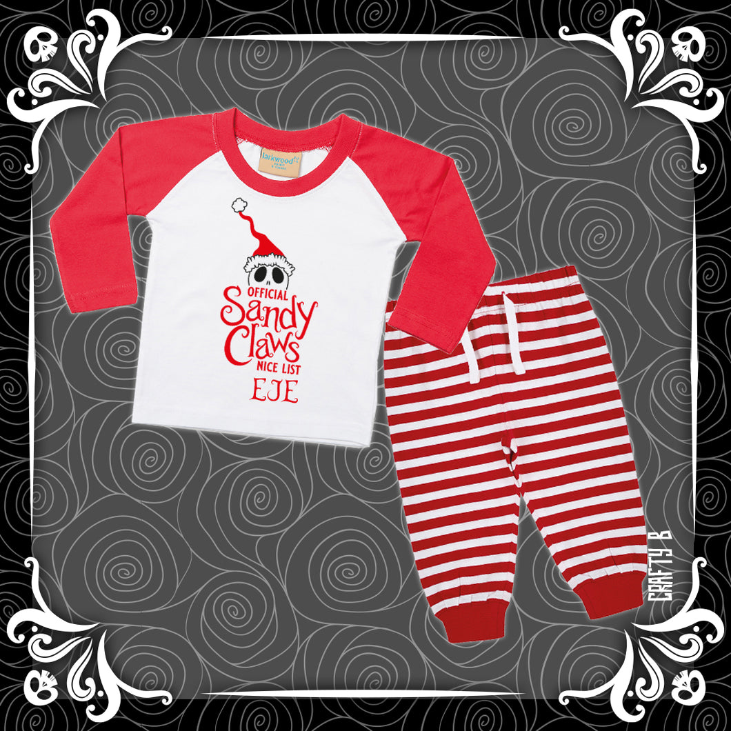 Official Sandy Claws Nice List Personalised Baby and Youth Pyjamas
