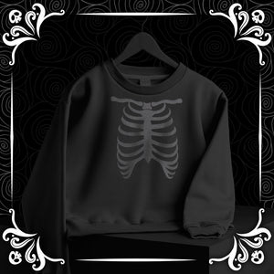 Black on Black Ribcage Cropped Sweatshirt