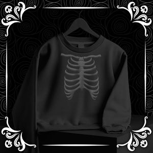 Black on Black Ribcage Cropped Sweatshirt