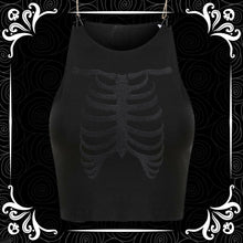 Load image into Gallery viewer, Black on Black Ribcage Puff Tank