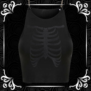 Black on Black Ribcage Puff Tank