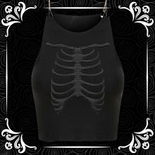 Load image into Gallery viewer, Black on Black Ribcage Puff Tank