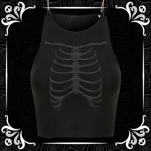 Black on Black Ribcage Puff Tank