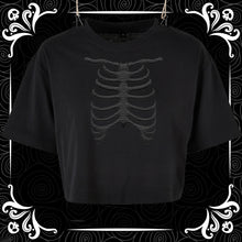 Load image into Gallery viewer, Black on Black Goth Ribcage - Cropped Tee