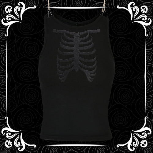 Black on Black Ribcage Racer Back Vest