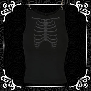 Black on Black Ribcage Racer Back Vest