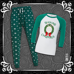 Merry Creepmas Wreath Long Sleeve Adult Unisex Pyjamas