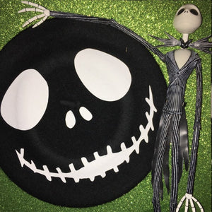Skellington face Jack beret - Acrylic and wool options