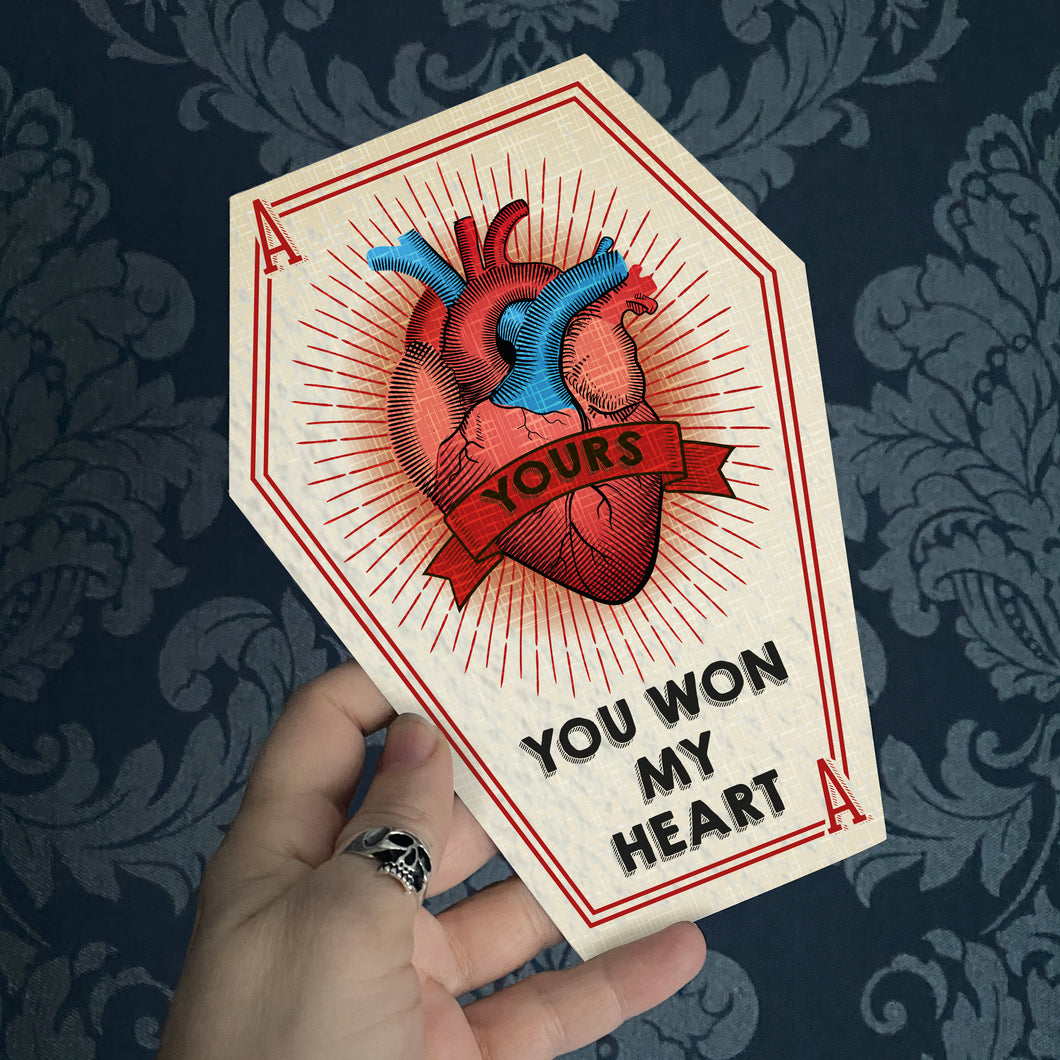 You Won My Heart Coffin Card