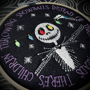 There's children throwing snowballs... Embroidered Hoop