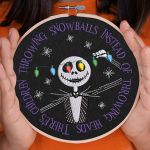There's children throwing snowballs... Embroidered Hoop